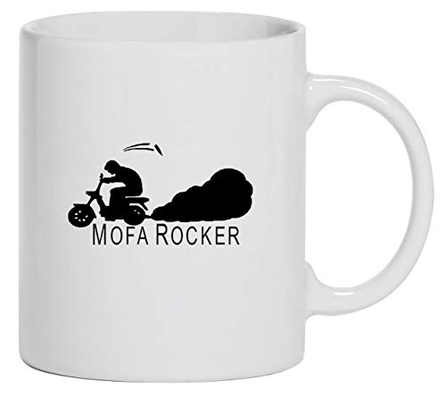 Mofa-Rocker Tasse Kaffeebecher Keramik, 330 ml Inhalt | Weiß von Bimaxx