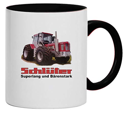Schlüter - Superlang und bärenstark Tasse Kaffeebecher Keramik, 330 ml Inhalt | Weiß/Schwarz von Bimaxx