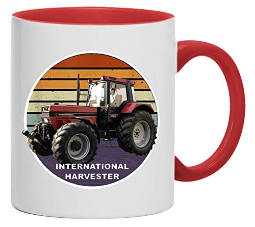 Tasse IHC 1455XL Traktor Abbildung | Kaffeebecher Keramik 280 ml | weiß/rot von Bimaxx