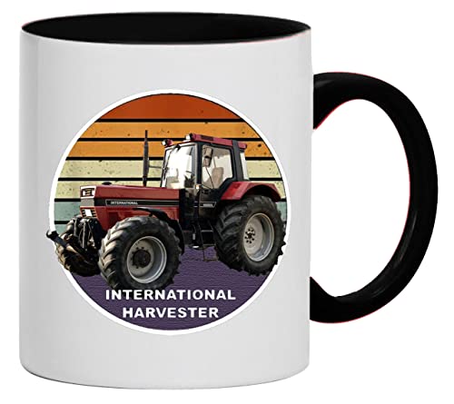 Tasse Kaffeebecher IHC International Harvester 1455 XL Traktor Schlepper Trecker | Keramik, 280 ml, Weiß/Schwarz von Bimaxx