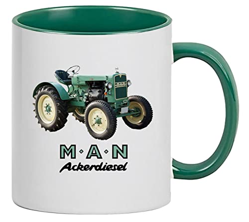 Tasse M-A-N Ackerdiesel | Kaffeebecher, Keramik, 280 ml | Weiß/Grün Tasse M-A-N Ackerdiesel | Kaffeebecher, Keramik, 280 ml | Weiß/Grün von Bimaxx