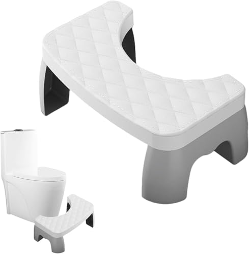 Badezimmer-Kothocker, tragbarer Badezimmer-Hocker, praktischer Toilettenhocker, robuster Kunststoff, Hocker, Hocker, Fußhocker für Kinder, Senioren, Erwachsene (weiß) von Bimhayuu