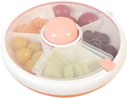 Bimhayuu Auslaufsicherer Snackbehälter, rotierende Lebensmittel-Aufbewahrungsbox, Obst-Snack-Spender, staubdichter Snack-Organizer, unterteilte Snackbox, Lebensmittel-Spinner-Organizer, drehbarer Bimhayuu Auslaufsicherer Snackbehälter, rotierende Lebensmittel-Aufbewahrungsbox, Obst-Snack-Spender, staubdichter Snack-Organizer, unterteilte Snackbox, Lebensmittel-Spinner-Organizer, drehbarer von Bimhayuu