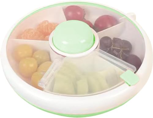 Bimhayuu Auslaufsicherer Snackbehälter, rotierende Lebensmittel-Aufbewahrungsbox, Obst-Snack-Spender, staubdichter Snack-Organizer, unterteilte Snackbox, Lebensmittel-Spinner-Organizer, drehbarer Bimhayuu Auslaufsicherer Snackbehälter, rotierende Lebensmittel-Aufbewahrungsbox, Obst-Snack-Spender, staubdichter Snack-Organizer, unterteilte Snackbox, Lebensmittel-Spinner-Organizer, drehbarer von Bimhayuu