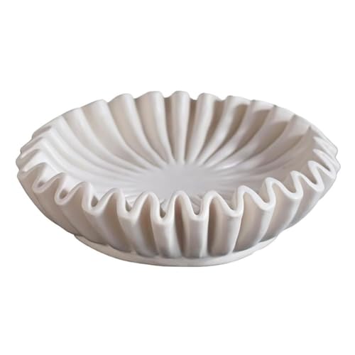Bimhayuu Dekorative Schüssel mit Rüschen, moderne Heimdekoration, dekorative Schalen, Kunstharz, Obstschale, Tafelaufsatz, Tischdekoration, handgefertigt, gewellt, geriffelt, gewellt, für Hochzeit, Bimhayuu Dekorative Schüssel mit Rüschen, moderne Heimdekoration, dekorative Schalen, Kunstharz, Obstschale, Tafelaufsatz, Tischdekoration, handgefertigt, gewellt, geriffelt, gewellt, für Hochzeit, von Bimhayuu