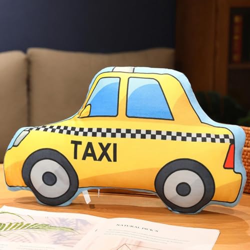 Bimhayuu Kreatives Kissen in Fahrzeugform - Dekoratives Plüschkissen, Gefülltes Auto, LKW - Niedliches Plüschkissen für Bett, Sofa, Couch, Dekoration (Taxi) von Bimhayuu