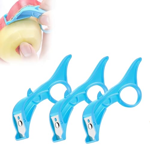 Bimhayuu Kreatives Obstring-Schälmesser 3 Stück Apfelschneider ultrascharf Apfelschneider tragbar Schälmesser Obst- und Gemüsemesser Heimküchenwerkzeuge langlebiges sicheres Enthäutungsmesser (Blau) von Bimhayuu