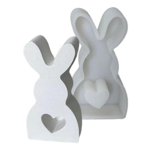 Bimhayuu Silikonform Ostern 3D Kaninchen Kerze Silikonform Ostern Kaninchen Ostern Hase Backform Gießformen Hasenform für Ostern Osterhase Silikonform for Gips, Sojawachs Kerzen, Handwerk (S) von Bimhayuu