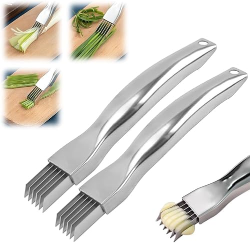 Spring Onion Slicer Frühlingszwiebelschneider Edelstahl Scallion Slicer Zwiebelmesser Zwiebel Shredder Messer Scallion Cutter Obst Gemüse Lebensmittel Knoblauch Chopper für Küche Restaurant (2 STK) Spring Onion Slicer Frühlingszwiebelschneider Edelstahl Scallion Slicer Zwiebelmesser Zwiebel Shredder Messer Scallion Cutter Obst Gemüse Lebensmittel Knoblauch Chopper für Küche Restaurant (2 STK) von Bimhayuu