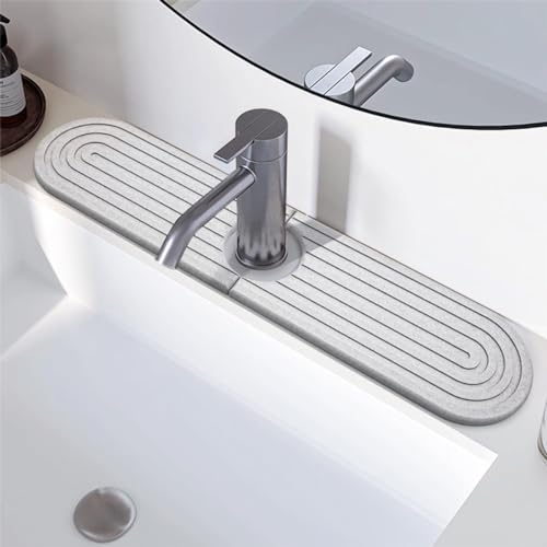 Wasserhahnschutz & Abtropfmatte Spüle 45*10cm Faucet Splash Pad Spülbecken Spritzschutz Silikonmatte Küche Waschbecken Kitchen Silicone Draining Mat Küchenspüle Abtropfmatte Küchen Zubehör (Weiß) von Bimhayuu