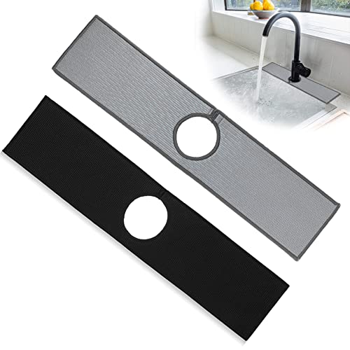 Bimkole 2PCS Wasserhahn absorbierende Matte, Küchenarmatur Waschbecken Spritzschutz Wasserhahn absorbierende Matte Pad Mikrofasertuch Wasserhahn Spritzfänger für Heim Badezimmer Werkzeuge von Bimkole