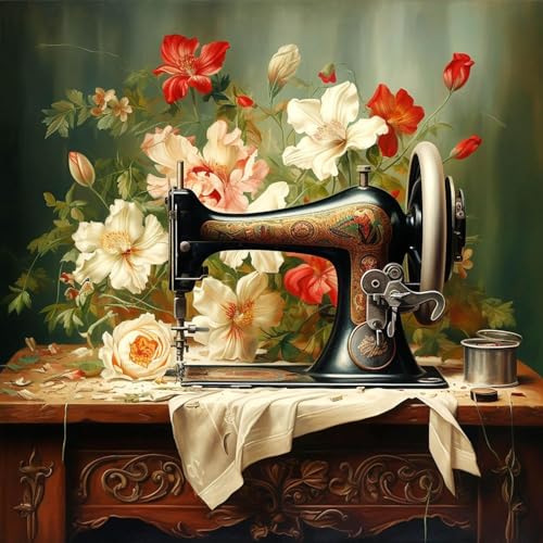 Bimkole 5D Diamond Painting Kits Zubehör Sewing machine, Flowers Diamant Malerei Kit Voll Runde Bohrer Malen nach Zahlen Malerei Stickerei Kreuzstich Diamond Dekoration 30x30 cm Bimkole 5D Diamond Painting Kits Zubehör Sewing machine, Flowers Diamant Malerei Kit Voll Runde Bohrer Malen nach Zahlen Malerei Stickerei Kreuzstich Diamond Dekoration 30x30 cm von Bimkole