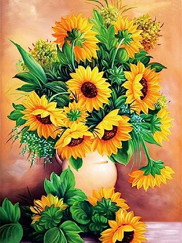 Bimkole DIY 5D Diamond Painting Zubehör Sonnenblume, Blumen Diamant Malerei Kit Voll Runde Bohrer Malen nach Zahlen Malerei Stickerei Kreuzstich Diamond Dekoration 30X40 cm von Bimkole