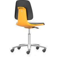 bimos Arbeitsstuhl Labsit mit Rollen Sitzhöhe 450-650 mm Kunstleder Sitzschale orange von Bimos