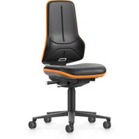 bimos Arbeitsstuhl Neon XXL bis 180 kg mit Rollen, Kunstleder, Flexband orange, Sitz 470-640 mm von Bimos