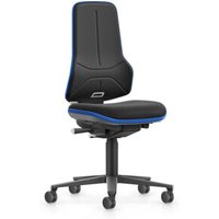 bimos Arbeitsstuhl Neon XXL bis 180 kg mit Rollen, Stoffpolster, Flexband blau, Sitz 470-640 mm von Bimos