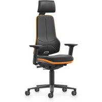 bimos Arbeitsstuhl XXL orange mit Rollen Supertec mit Kopfst. u. Armlehnen von Bimos
