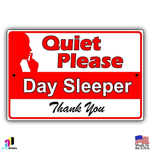 BinLtd Metal Road Sign Quiet Please Day Sleeper Thank You Blechschild 30,5 x 20,3 cm von BinLtd