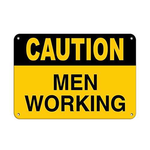 BinLtd Metall-Blechschild mit Aufschrift "Caution Men Working Hazard", "Men at Work", Geschäftsschild, Industrieschild, 40,6 x 30,5 cm von BinLtd
