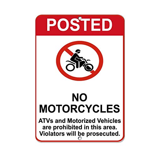 BinLtd Metall-Blechschild mit Aufschrift "No Motorcycles Atvs and Motorized Vehicles are Prohibited", Industrieschild, 40,6 x 30,5 cm von BinLtd