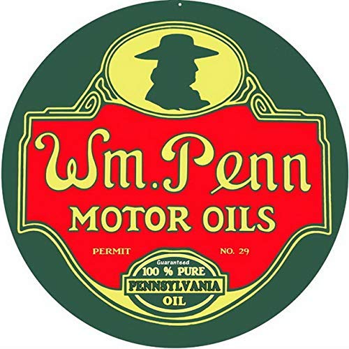 BinLtd WM Penn Motor Oils Service Station Gas Rundes Metall-Blechschild Garagenschild Ölschild 30,5 x 30,5 cm von BinLtd