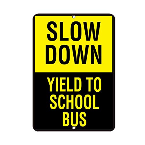 BinLtd Warnschild aus Metall – Slow Down Yield to School Bus Aktivitätsschild Schulschild Geschäftsschild Industrieschild 40,6 x 30,5 cm von BinLtd