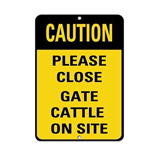 BinLtd Warnschild mit Aufschrift "Please Close Gate Cattle On Site Activity", 40,6 x 30,5 cm, Aluminium-Metall von BinLtd