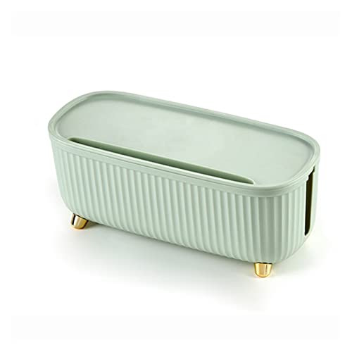 BinOxy Kabelboxen Kabelmanagement Steckdose Aufbewahrungsbox Stripe Wire Kabelaufbewahrung Power Line Wire Organizer Steckdosenleiste Tischplatte Power Block Steckdosenbox (Color : Light Green) von BinOxy
