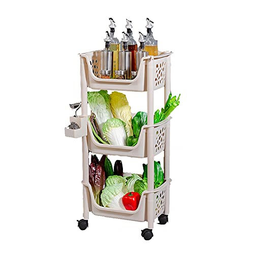 Organizerregal Küchenständer Multi-Layer Obst und Gemüse Storage Racks Mobile Storage Rack Veranstalter mit Rädern Regal (Größe : 3Tier) von BinOxy