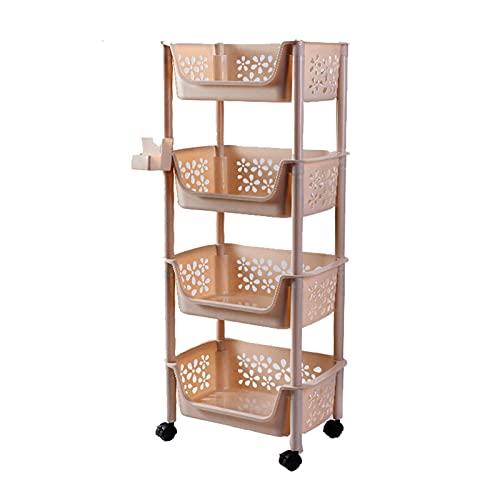 Organizerregal Küchenständer Multi-Layer Obst und Gemüse Storage Racks Mobile Storage Rack Veranstalter mit Rädern Regal (Größe : 4Tier) von BinOxy