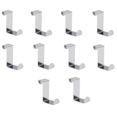 BinPhorm Türhaken Edelstahl,10 PCS Reversible Haken Dicke Türhaken Kleiderbüge Türhaken zum Einhängen für Küchenschränke Kommodenschublanden Küche Badezimmer von BinPhorm