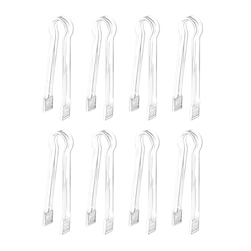 Kunststoff Buffet Servierzange,8 PCS Transparente Küchenzange Mini Servierutensilien Zange Eiswürfelzange für Hochzeit Party Bar Büfett Grill Picknick von BinPhorm