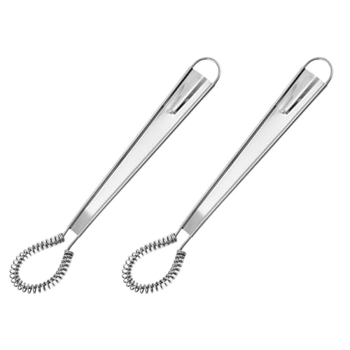 Mini Schneebesen,2 PCS Kleiner Schneebesen Edelstahl Manuelle Spiral Schneebesen Eieraufschäumer für Kaffee Soßen Sahne Milchmischen Kochen Backen Rühren von BinPhorm