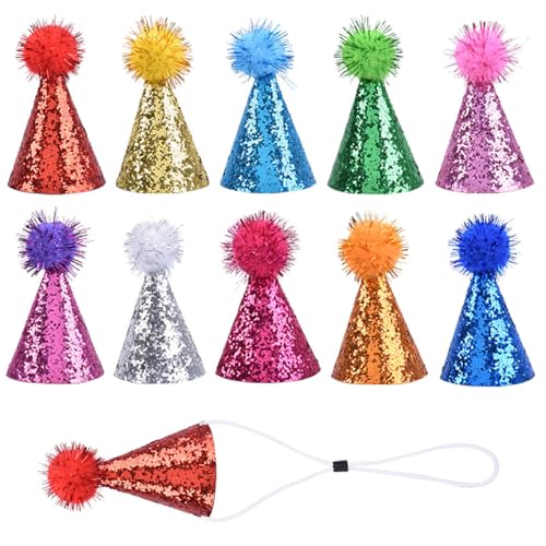 Niedliche Partyhüte für Hunde & Katzen,10 PCS Bunte Geburtstagsmützen mit Pompons & Verstellbarem Kopfband Perfekte Mini-Partyhüte für Welpen Kuscheltiere & Kindergeburtstage Party Hat Niedliche Partyhüte für Hunde & Katzen,10 PCS Bunte Geburtstagsmützen mit Pompons & Verstellbarem Kopfband Perfekte Mini-Partyhüte für Welpen Kuscheltiere & Kindergeburtstage Party Hat von BinPhorm