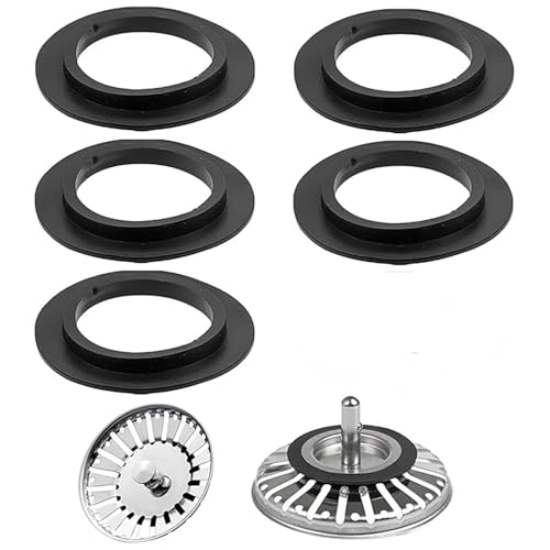 Siebkörbchen Spüle Dichtungsring,5 PCS Universal Lippendichtung Gummi Ersatz Dichtung für Siebkörbchen Stöpsel für Spülbecken für Küchenspüle Stopfenventil Abflussdichtung Sink Plug Rubber Seal von BinPhorm