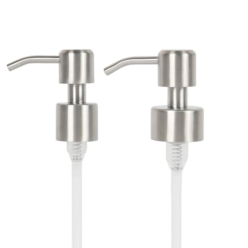 2 Stück Seifenspender Pumpkopf Edelstahl,Seifenpumpe Dispenser,Seifenspender Ersatzpumpe,Seifenspender Edelstahl Ersatz für 23.5mm/27mm Gewinde Flasche,Soap Pumpspender Aufsatz von BinXiaoQin