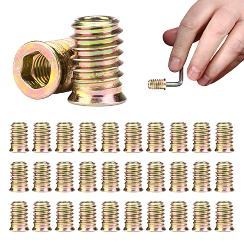 30 Stück Einschraubmutter M5,Gewindehülse M5*15mm Set,Gewindeeinsatz Holz,Gewindehülsen Für Holz,Einschraubmuttern Eindrehmuffe,Einschraubmuffen Gewindeeinsatz M5,Einschraubgewinde Innengewindehülse von BinXiaoQin