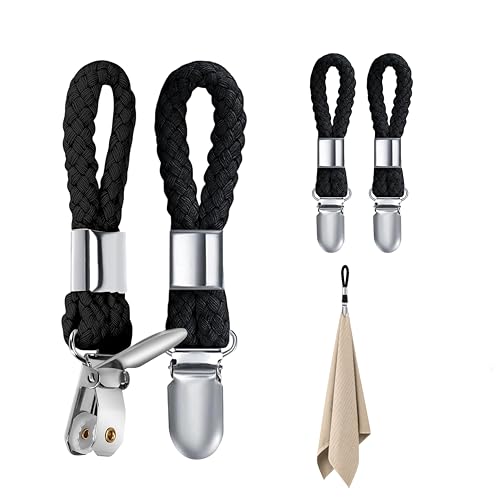 4-Stück Handtuch Klammern,Aufhängen Handtuchclips,Schwarz Aufhänger für Handtücher,Zum Handtuch Aufhänger Nähen Handtuchklemme Handtücher,Wäscheklammern Handtuchaufhänger Ohne Nähen Handtuchklammern von BinXiaoQin