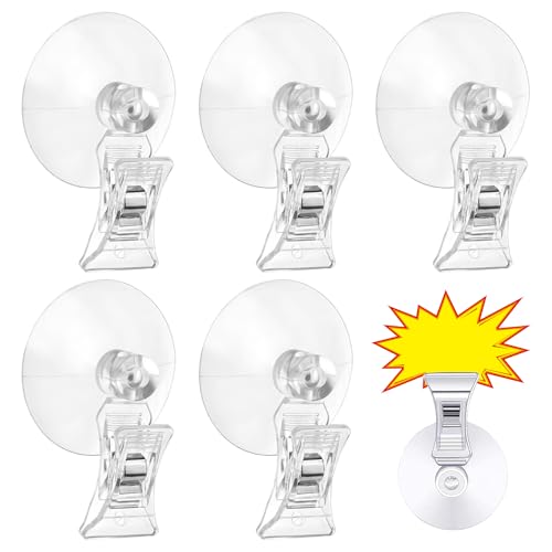 5 Stück Saugnapf Haken Clip,Saugnäpfe mit Haken für Auto Sonnenschutz,Suction Saugnapfhaken Fenster,Saugnapf mit Klemmen Clip,Saugnapf Klammer Befestigung,Klein Saugnapf-Aufbewahrungshalterung von BinXiaoQin