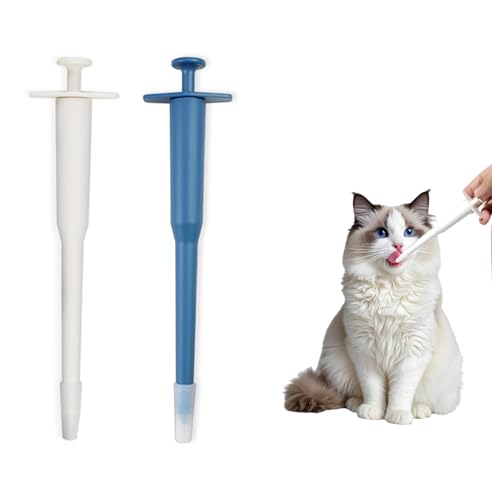 BinXiaoQin 2 Stück Tabletteneingeber Katze Dogs Pet Feeder Tablettengeber für Katzen Pill Assist Katze Tablettengeber Katze,Tabletteneingeber für Katzen,Haustier Pet Pillenwerfer (blau, weiß) von BinXiaoQin