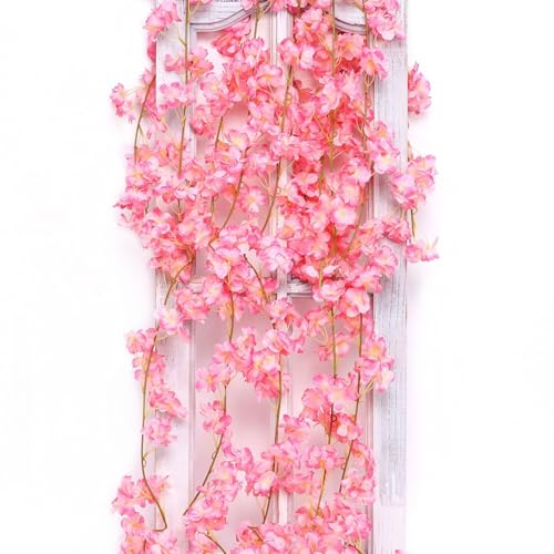 3 Stück Blumengirlande Deko,Fake Blumen Girlande,Kirschblüten Deko Blumen,Girlande Blumen,Blumenranken Künstliche,Hängend Vines Seidenblumen,Emulation Cherry für Outdoor,Hochzeit,Party Decoration von BinXiaoQin