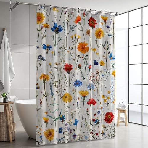 Duschvorhang 200x200, Duschvorhänge Einfachheit Wasserdicht Textil Polyester Waschbar Shower Curtains, Modern Duschvorhang Badewanne mit 12 Duschvorhangringe für Home Deko Herbst Bad Vorhang GJ-130 von Binaoung