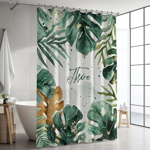 Duschvorhang Überlänge 300x180cm,Anlage Duschvorhänge Waschbar, Blätter Duschvorhang mit Gewicht Polyester Stoff Shower Curtains, mit 12 Plastik Duschvorhangringen für Badewanne und Bad Deko GJ-543 Duschvorhang Überlänge 300x180cm,Anlage Duschvorhänge Waschbar, Blätter Duschvorhang mit Gewicht Polyester Stoff Shower Curtains, mit 12 Plastik Duschvorhangringen für Badewanne und Bad Deko GJ-543 von Binaoung