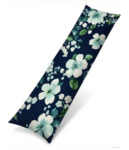 Seitenschläferkissen 105 x 30 cm 1er Set Marineblau Weich Samt Body Pillow Kissenbezüge, mit Reißverschluss Blumen Muster langes Kissen Seitenschläfer, Beidseitiger Druck Side Sleeper Pillow B1-92 von Binaoung