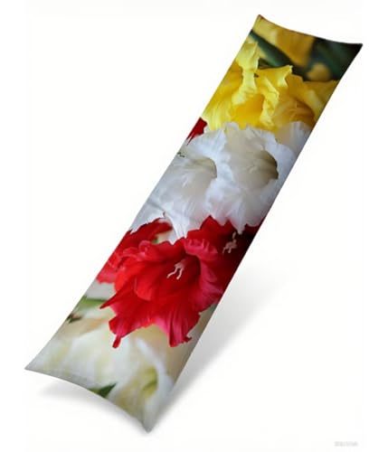 Seitenschläferkissen 105 x 30 cm 1er Set Rot Samt Body Pillow Kissenbezüge, mit Unsichtbarem Reißverschluss Blume Muster langes Kissen Seitenschläfer, Beidseitiger Druck Side Sleeper Pillow B1-98 von Binaoung