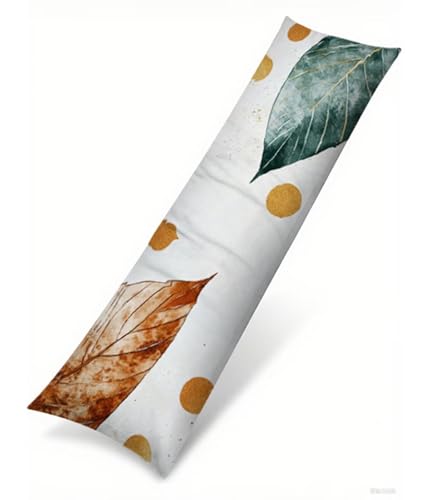 Seitenschläferkissen 105 x 30 cm 1er Set Weiß Weich Samt Body Pillow Kissenbezüge, mit Reißverschluss Blätter Muster langes Kissen Seitenschläfer, Beidseitiger Druck Side Sleeper Pillow B1-132 von Binaoung