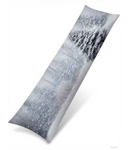 Seitenschläferkissen 105 x 30 cm 1er Set Winter Weich Samt Body Pillow Kissenbezüge, mit Reißverschluss Schneeszene Muster langes Kissen Seitenschläfer, Beidseitiger Druck Side Sleeper Pillow B1-462 von Binaoung