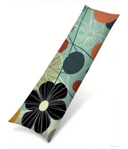 Seitenschläferkissen 120 x 40 cm 1er Set Blau Samt Body Pillow Kissenbezüge, mit Unsichtbarem Reißverschluss Blume Muster langes Kissen Seitenschläfer, Beidseitiger Druck Side Sleeper Pillow B1-106 von Binaoung