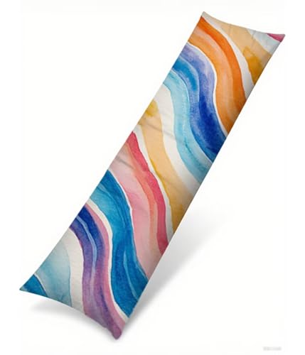 Seitenschläferkissen 120 x 40 cm 1er Set Blaugrün Weich Samt Body Pillow Kissenbezüge, mit Reißverschluss Streifen Muster langes Kissen Seitenschläfer, Beidseitiger Druck Side Sleeper Pillow B1-140 von Binaoung