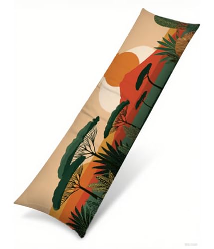 Seitenschläferkissen 120 x 40 cm 1er Set Einfach Weich Samt Body Pillow Kissenbezüge, mit Reißverschluss Landschaft Muster langes Kissen Seitenschläfer, Beidseitiger Druck Side Sleeper Pillow B1-220 von Binaoung